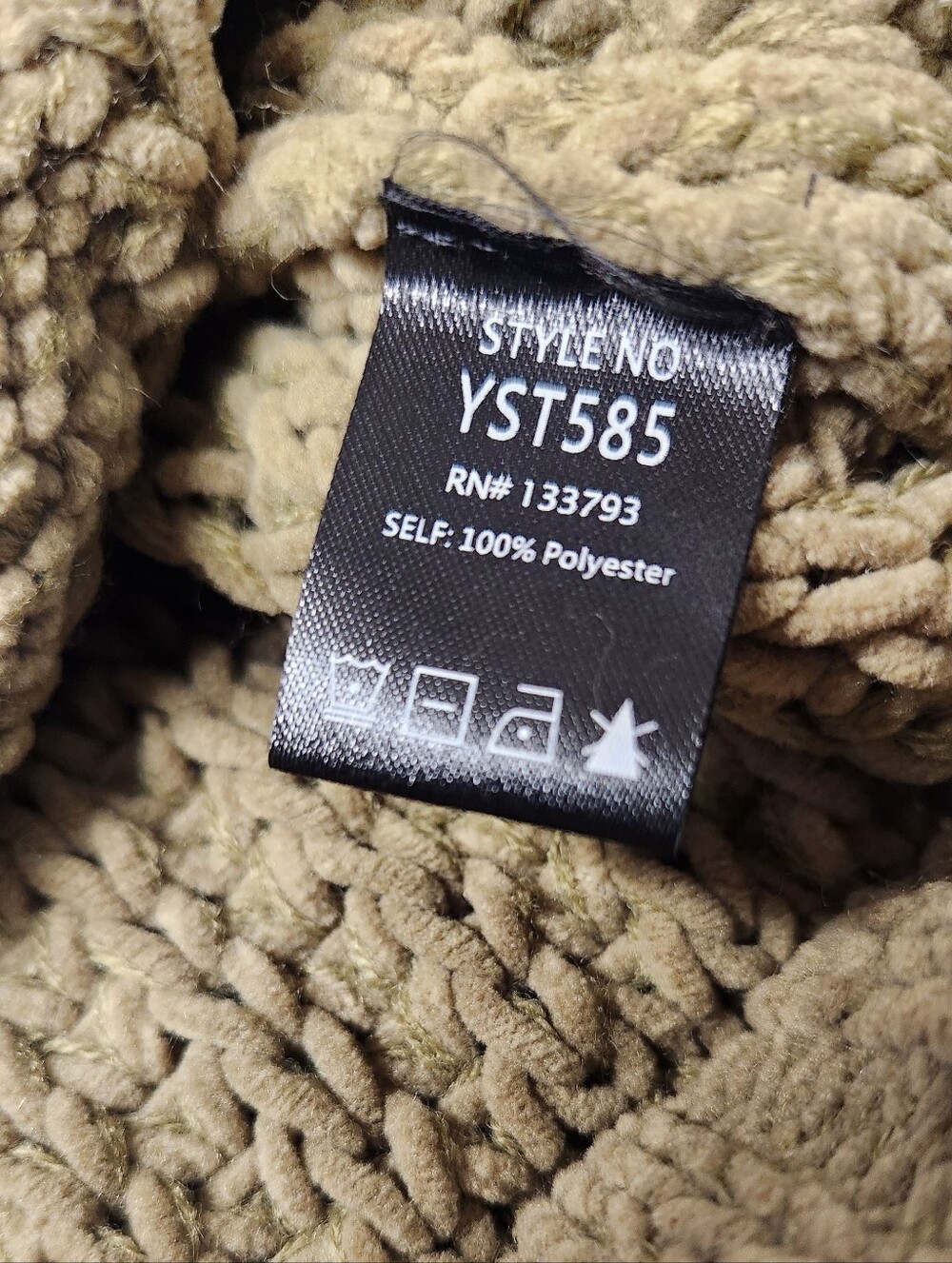 POL Olive Cable Knit Sweater Oversized V-Neck Boho Cottagecore Chunky Cozy Sz S - Picture 5 of 8